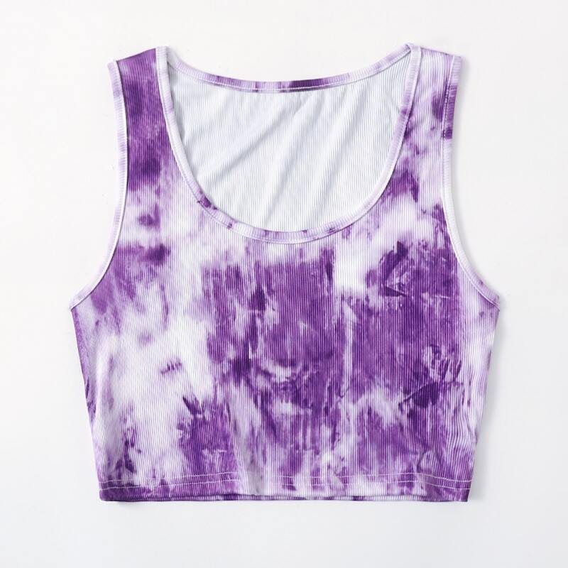 

Tie Dye Crop Tank Top, Mauve purple