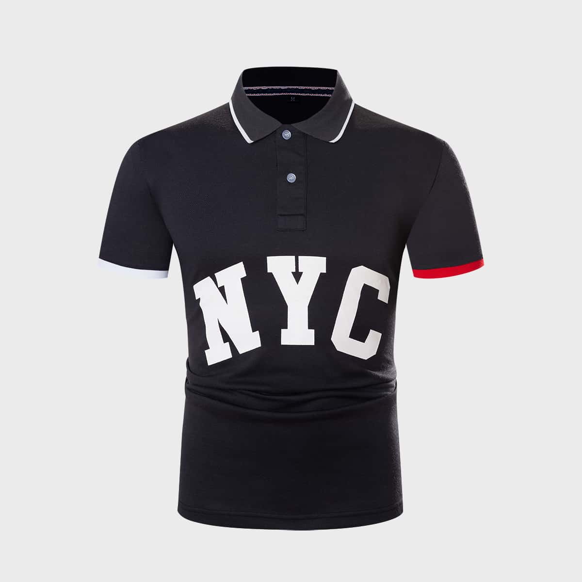 

Guys Letter Graphic Polo Shirt, Black