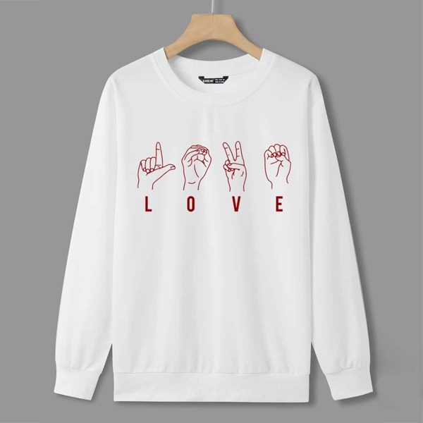 

Gesture & Letter Graphic Sweatshirt, White