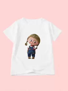 SHEIN Toddler Girls Cartoon Graphic Tee - White - View 1