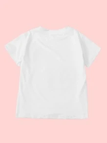 SHEIN Toddler Girls Cartoon Graphic Tee - White - View 2