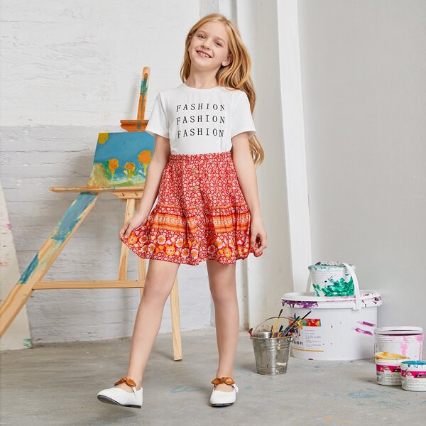 

Girls Letter Graphic Tee, White