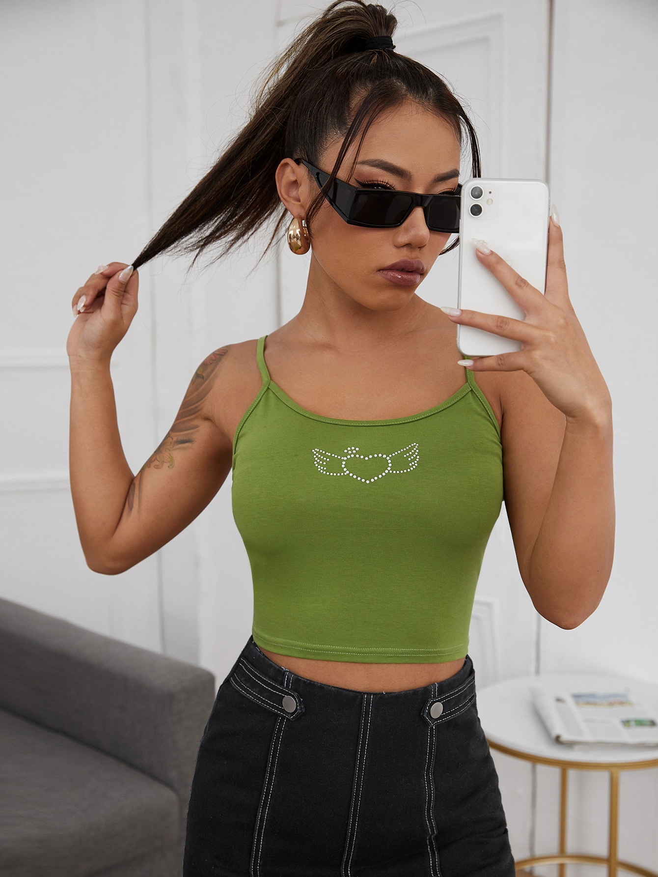 Rhinestone Wing Crop Cami Top thumbnail