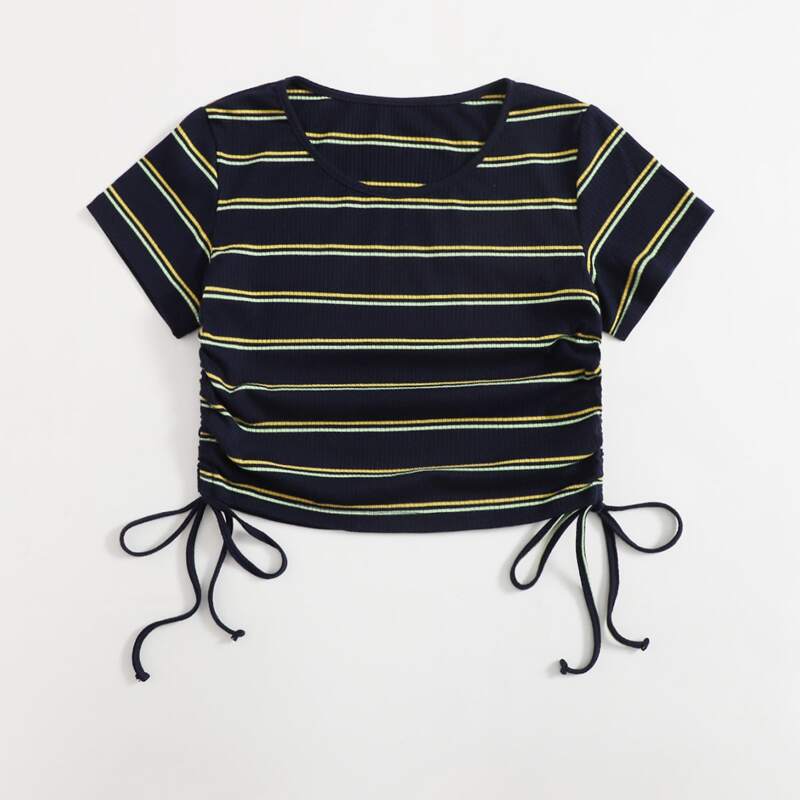 

Drawstring Striped Tee, Multicolor