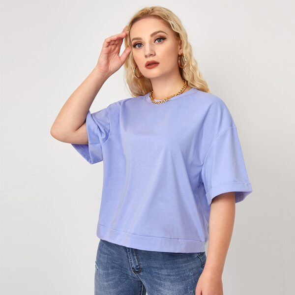 

Plus Drop Shoulder Solid Tee, Blue