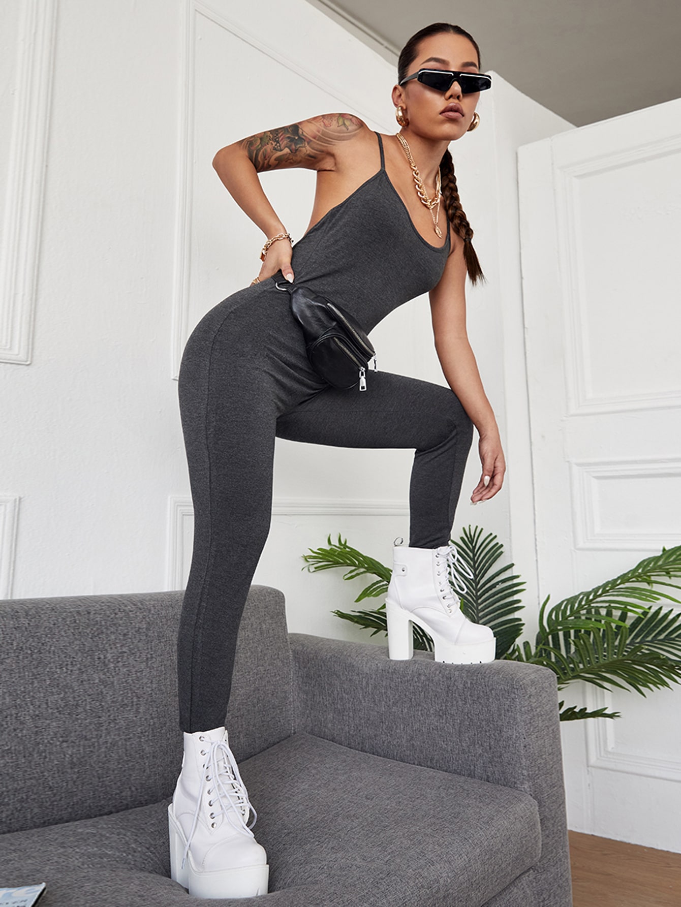 Crisscross Back Unitard Jumpsuit thumbnail