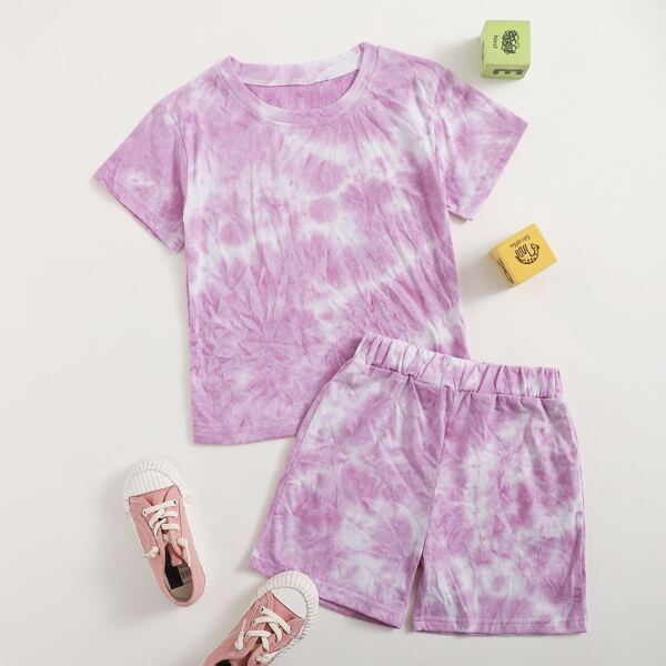 

Toddler Girls Tie Dye Tee & Shorts, Lilac purple