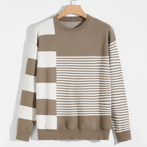 

Men Colorblock Striped Sweater, Multicolor
