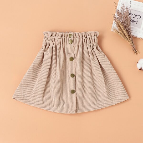 

Toddler Girls Corduroy Paperbag Waist Skirt, Apricot