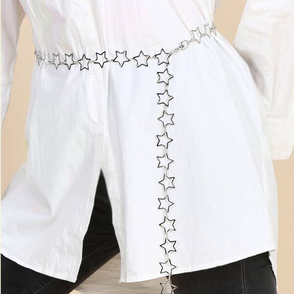 

Star Decor Chain Belt, Silver