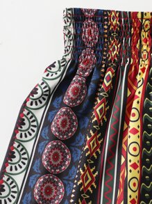 SHEIN VCAY 羅紋針織吊帶上衣和打褶寬腰帶短褲套裝 - 彩色 - 查看 5