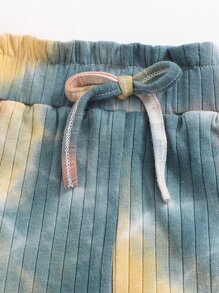 SHEIN 女孩紮染背心上衣和紙袋腰短褲套裝 - 彩色 - 查看 3