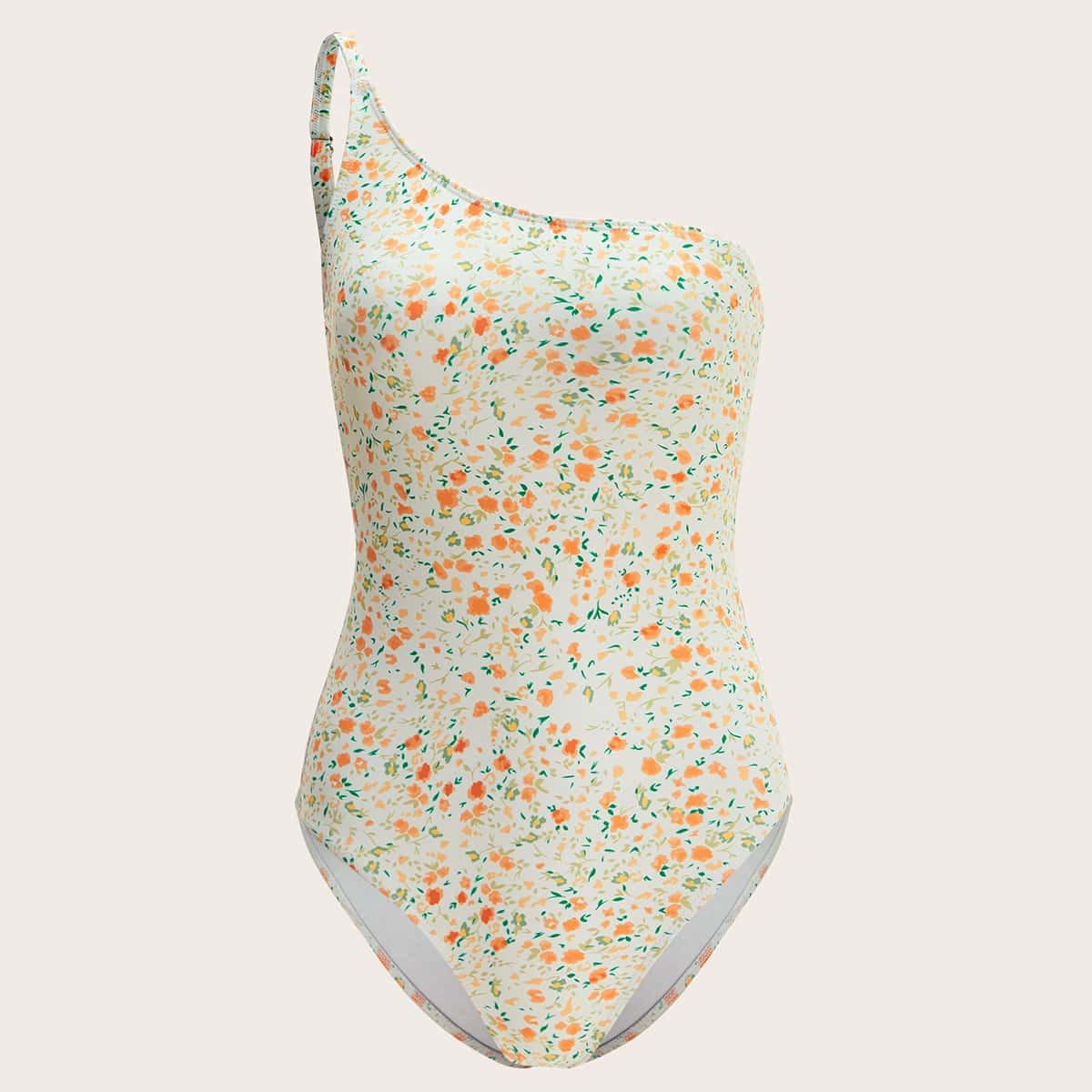 

Ditsy Floral One Shoulder One Piece Swimsuit, Multicolor