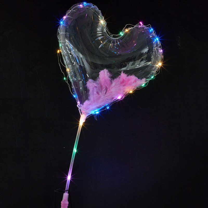 

1pc Heart Decorative Balloon With Lights, Multicolor