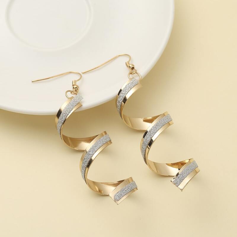 

Glitter Spiral Drop Earrings, Gold