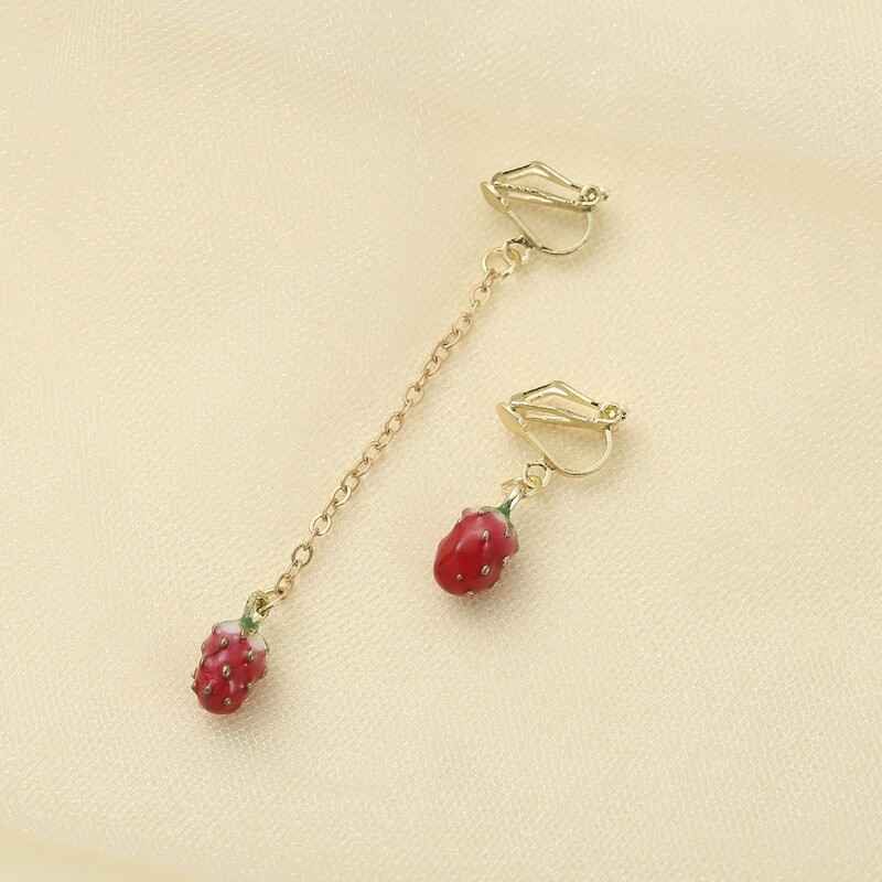 

Chain Linked Strawberry Earrings, Multicolor