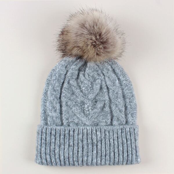

Pom-pom Decor Beanie, Light grey