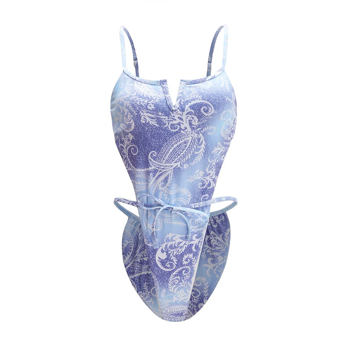 

Paisley Pattern Cut-out One Piece Swimsuit, Multicolor