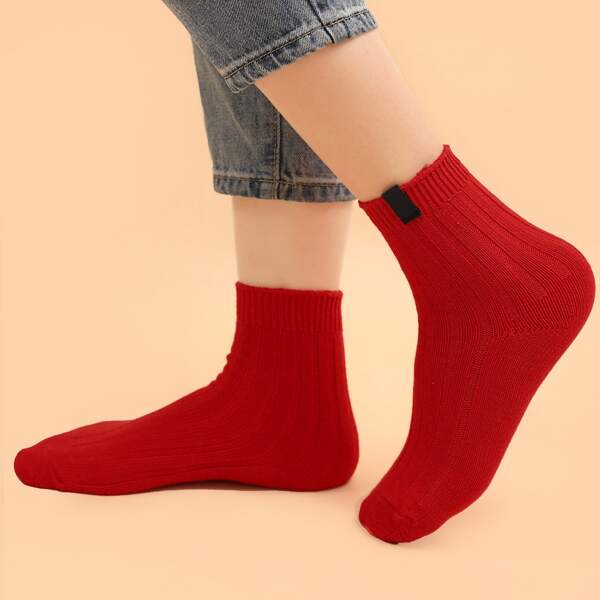 

Label Detail Crew Socks, Red