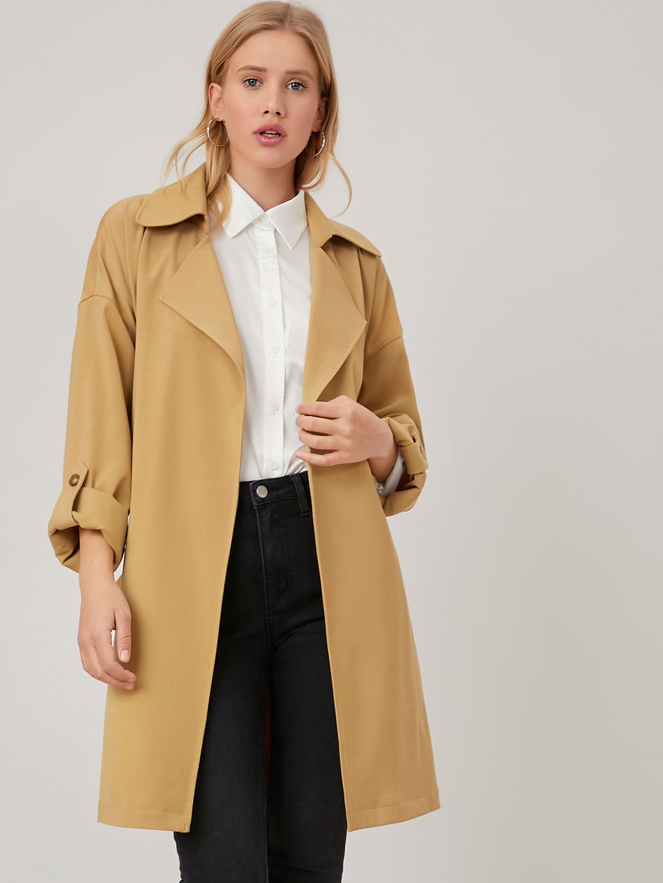 DROP SHOULDER BELTED TRENCH COAT thumbnail