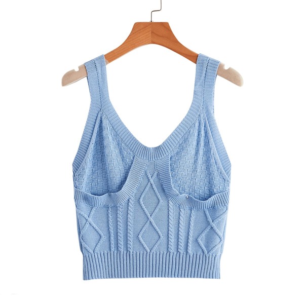 

Mixed Knit Crop Top, Pastel baby blue