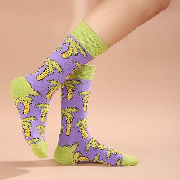 

Tree Print Crew Socks, Multicolor