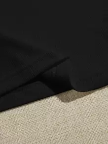 Muchica Top sin mangas liso con cuello redondo grande - Negro - Ver 4