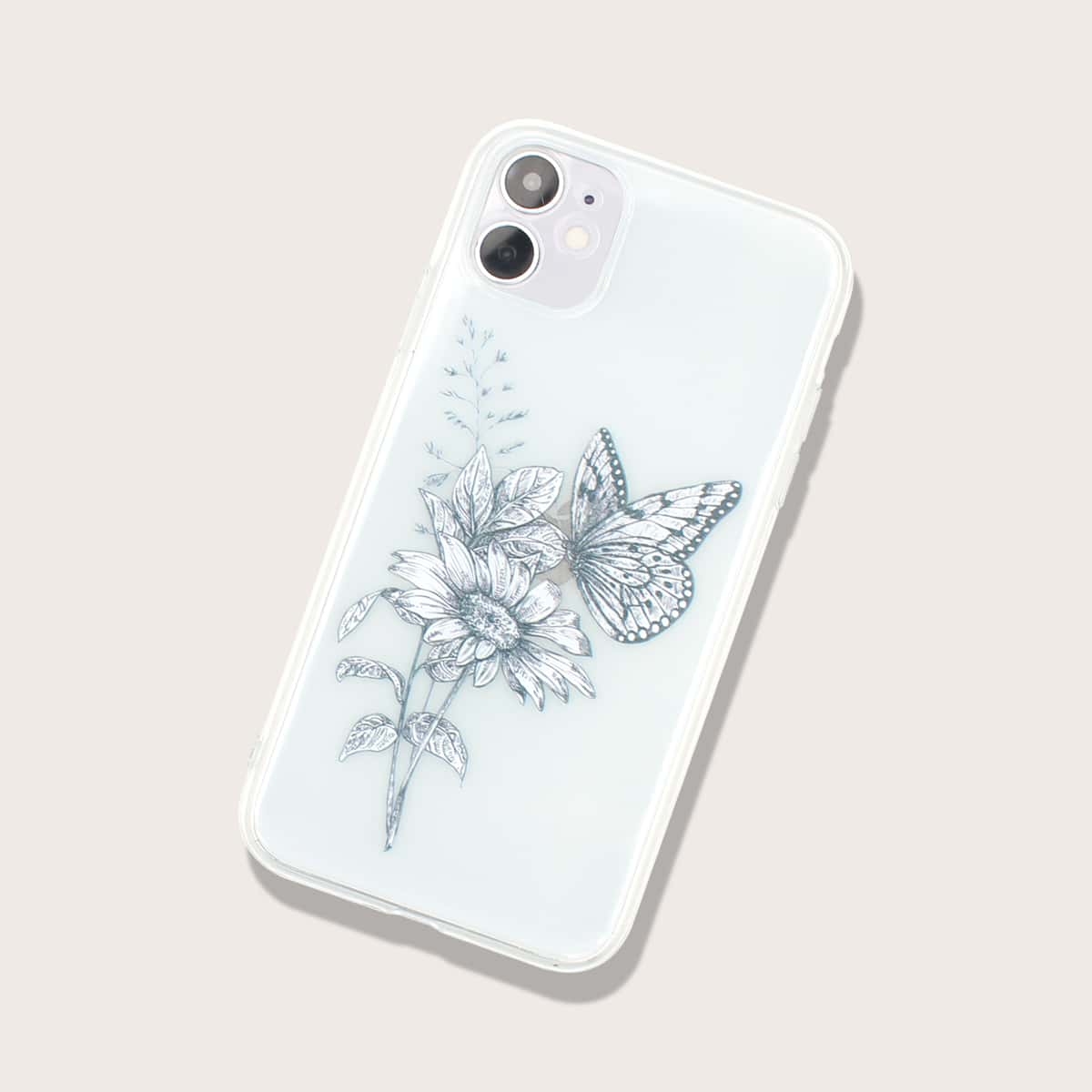 

Butterfly & Floral iPhone Case, Clear