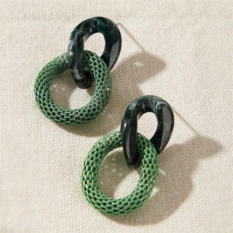 

Acrylic Chain Drop Earrings, Green