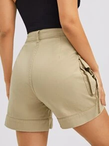 SHEIN EZwear Flap Pocket Straight Leg Denim Shorts