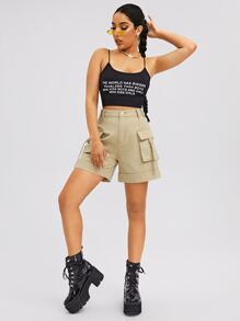 SHEIN EZwear Flap Pocket Straight Leg Denim Shorts