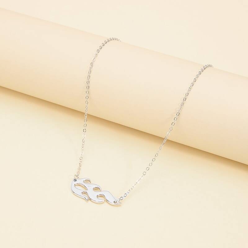 

Flame Design Chain Necklace, Silver