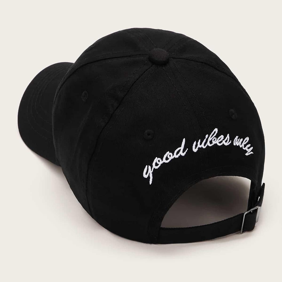 

Slogan Embroidery Baseball Cap, Black