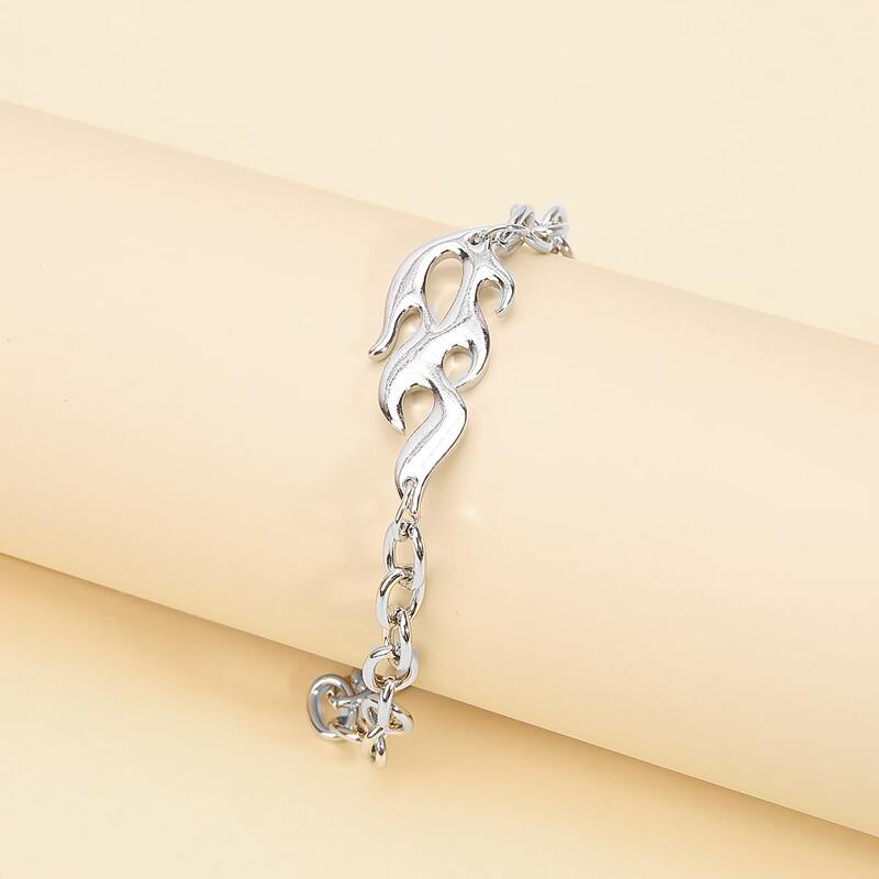 

Flame Decor Chain Bracelet, Silver