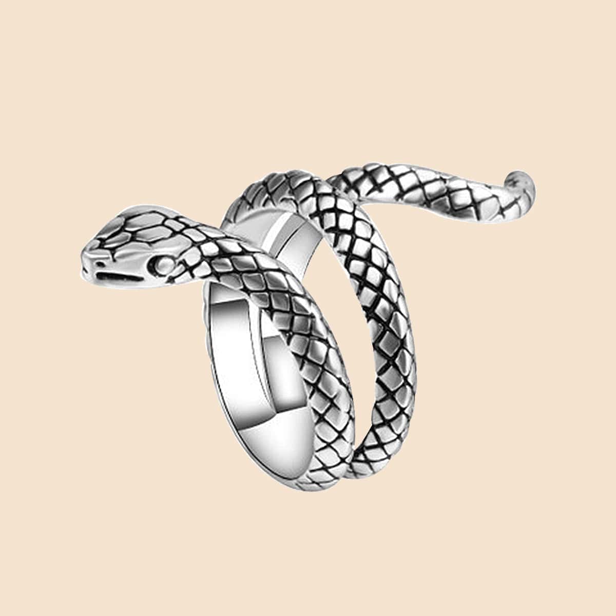 

1pc Snake Cuff Ring, Antique silver