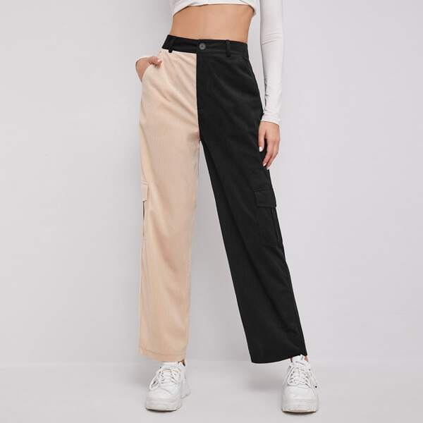 

Flap Pocket Two Tone Pants, Multicolor
