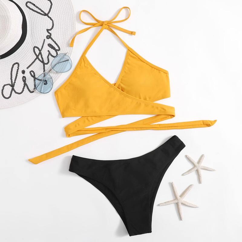 

Wrap Criss Cross Bikini Swimsuit, Multicolor