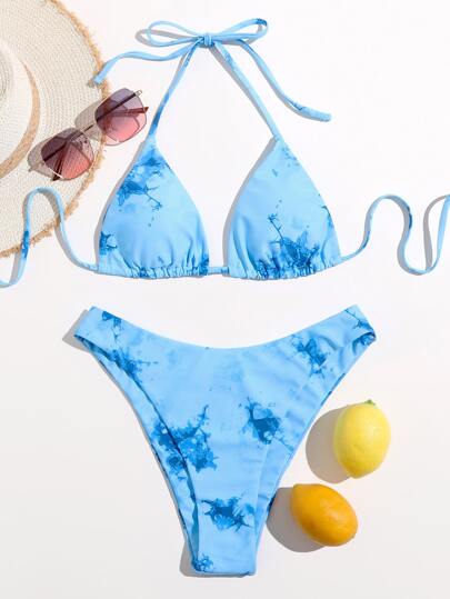 Tie Dye Triangle Bikini Swimsuit