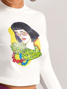 Sveta Figure Graphic Tee - White - View 5