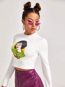 Sveta Figure Graphic Tee - White - View 6