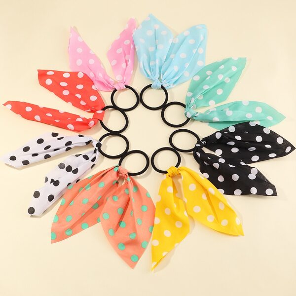 

8pcs Toddler Girls Polka Dot Pattern Hair Tie, Multicolor