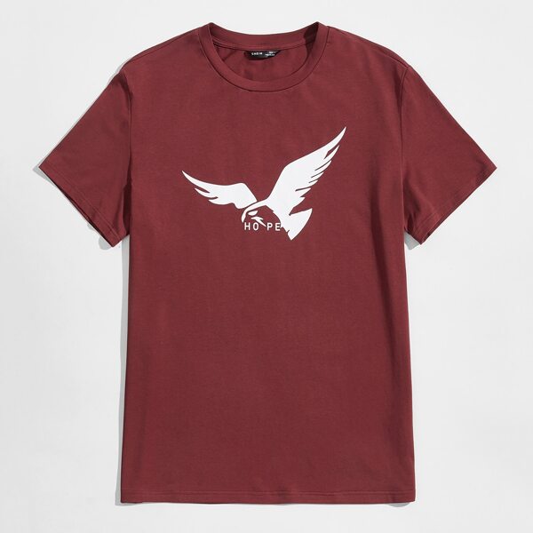 

Men Letter Graphic Tee, Burgundy
