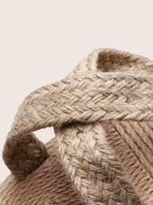Straw Cross Strap Slides - Khaki - View 4