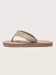 Straw Flip Flops - Khaki - View 3