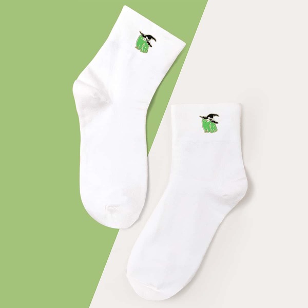 

Cartoon Graphic Crew Socks, White