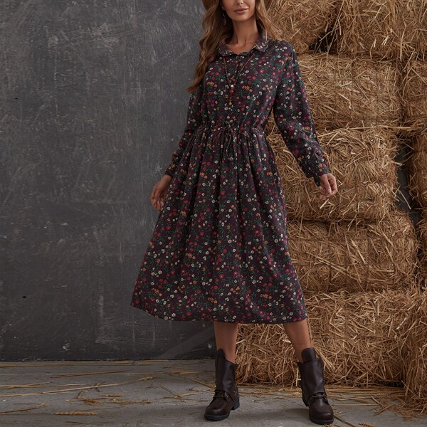 

Ditsy Floral Knot Shirt Dress, Multicolor