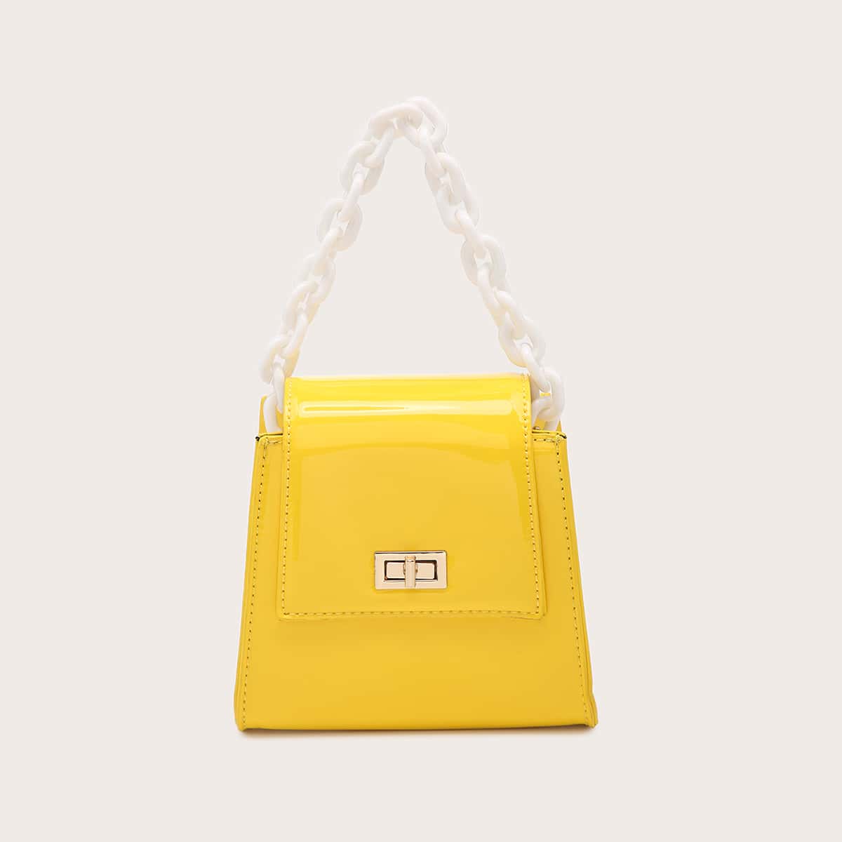

Solid Chain Satchel Bag, Yellow