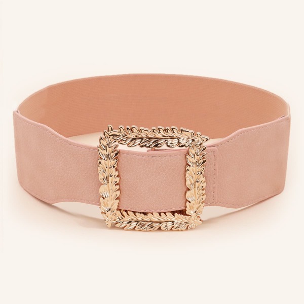 

Leaf Buckle Wide Belt, Pink