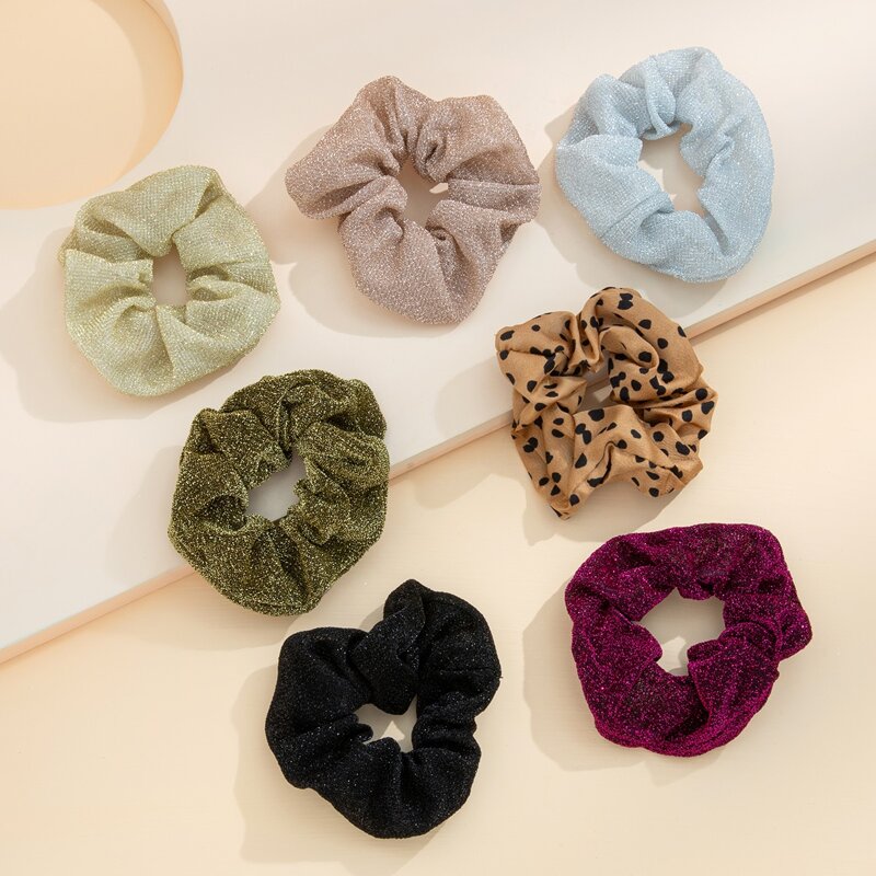 

7pcs Glitter Scrunchie, Multicolor