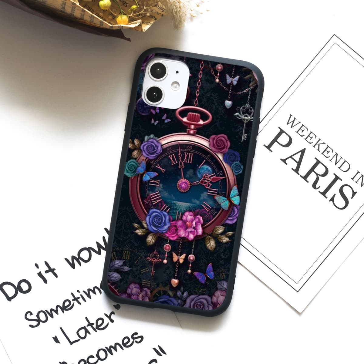 

Rose & Clock iPhone Case, Multicolor